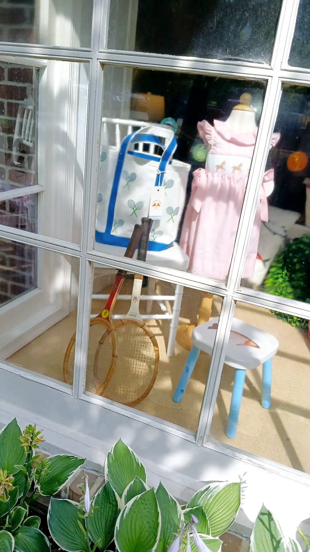 TG (crab & cleek) canvas tote, tennis motif, medium