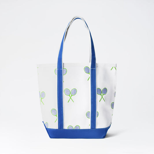 TG (crab & cleek) canvas tote, tennis motif, medium