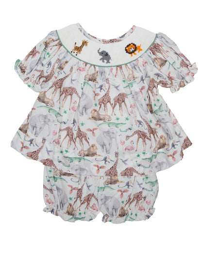Zoo Smocked Girls Set